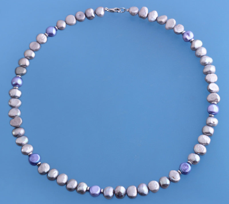 Sterling Silver Necklace with Baroque Shape Freshwater Pearl - Wing Wo Hing Jewelry Group - Pearl Jewelry Manufacturer