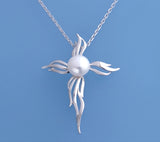 Sterling Silver Pendant with 10-10.5mm Button Shape Freshwater Pearl - Wing Wo Hing Jewelry Group - Pearl Jewelry Manufacturer