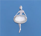 Sterling Silver Brooch with Cubic Zirconia and Mother of Pearl - Wing Wo Hing Jewelry Group - Pearl Jewelry Manufacturer