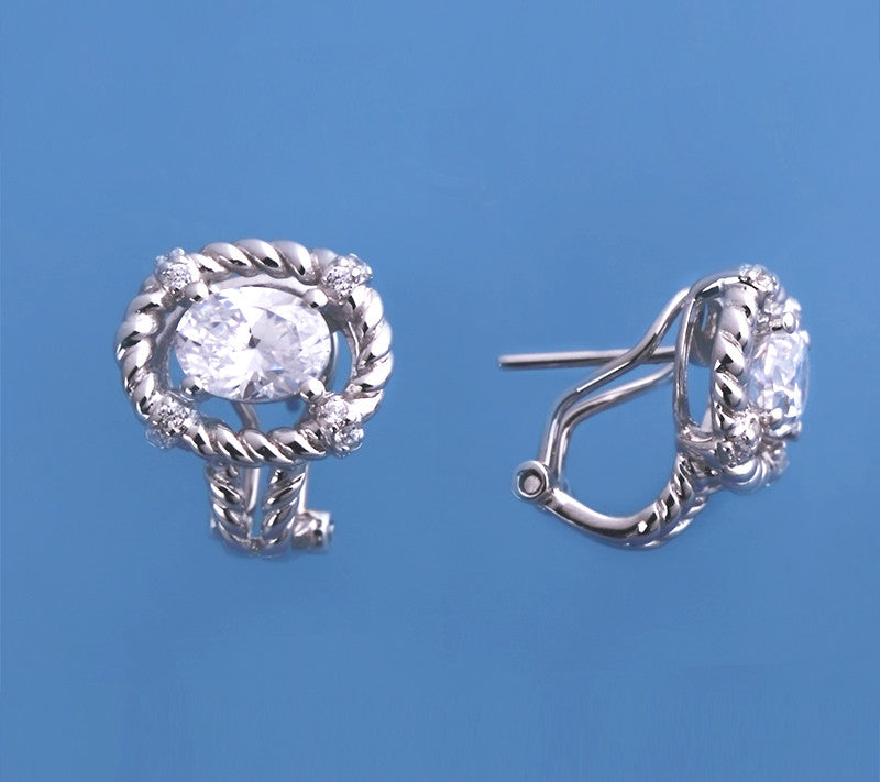Sterling Silver Earrings with Cubic Zirconia - Wing Wo Hing Jewelry Group - Pearl Jewelry Manufacturer