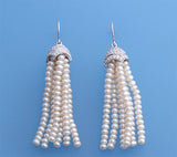 Sterling Silver Earrings with 3.5-4mm Button Shape Freshwater Pearl and Cubic Zirconia - Wing Wo Hing Jewelry Group - Pearl Jewelry Manufacturer