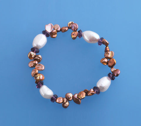 Keshi and Oval Shape Freshwater Pearl Bracelet