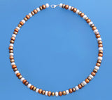 Sterling Silver Necklace with 7.5-8mm Button Shape Freshwater Pearl - Wing Wo Hing Jewelry Group - Pearl Jewelry Manufacturer