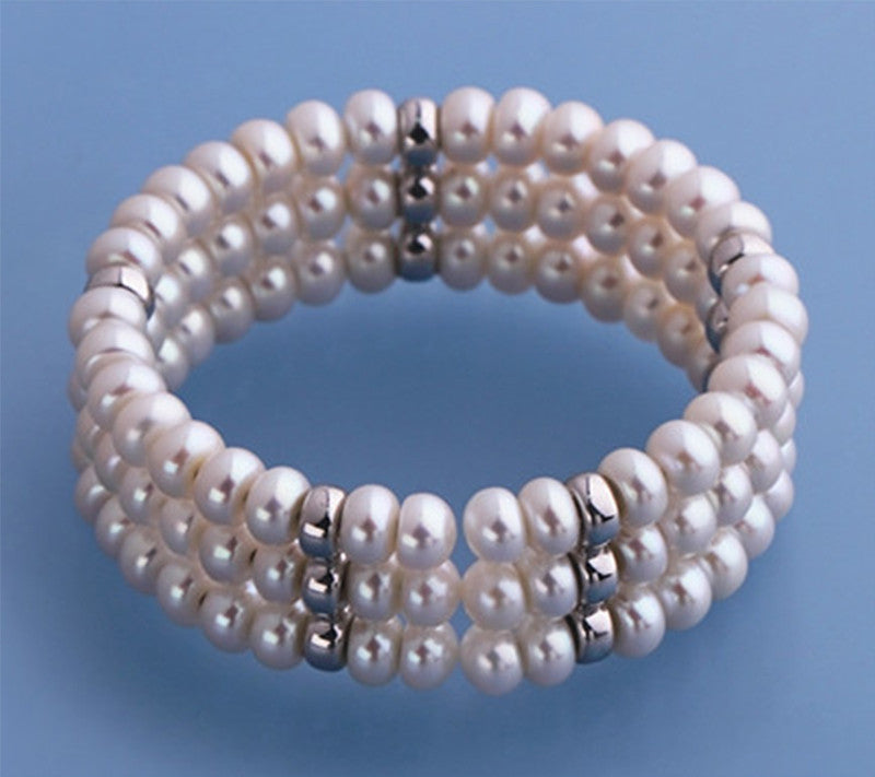 Sterling Silver Bangle with 6.5-7mm Button Freshwater Pearl - Wing Wo Hing Jewelry Group - Pearl Jewelry Manufacturer