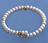 Gold Plated Silver Bangle with 6.5-7mm Button Shape Freshwater Pearl - Wing Wo Hing Jewelry Group - Pearl Jewelry Manufacturer