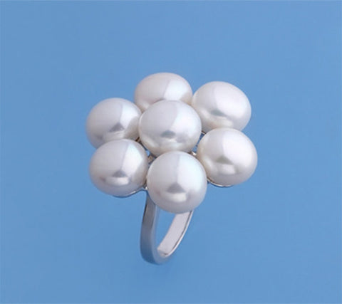 Sterling Silver Ring with 9-10mm Oval Shape Freshwater Pearl