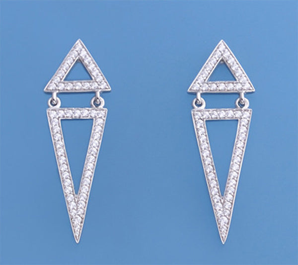 Sterling Silver Earrings with Cubic Zirconia - Wing Wo Hing Jewelry Group - Pearl Jewelry Manufacturer