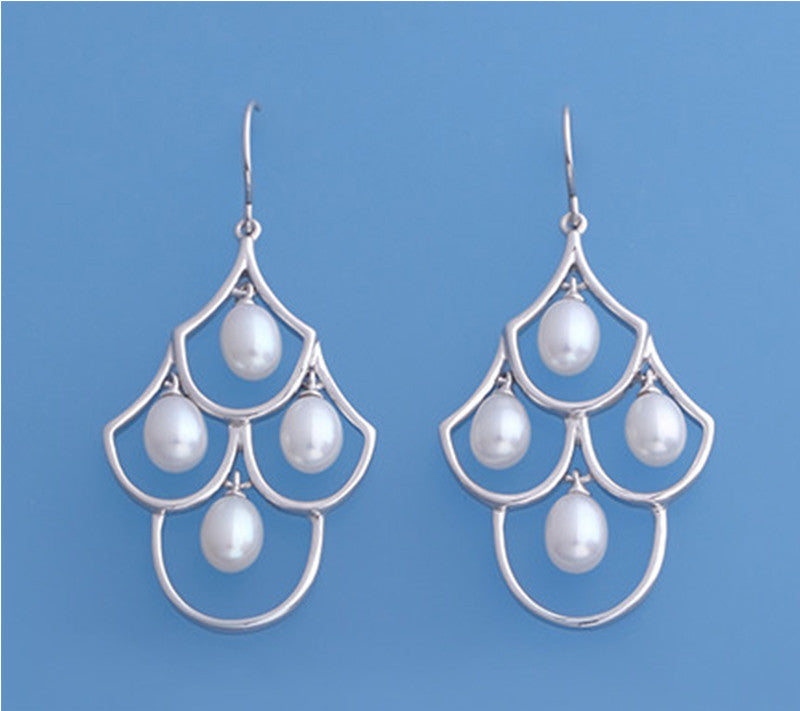 Sterling Silver Earrings and 5.5-6mm Oval Shape Freshwater Pearl - Wing Wo Hing Jewelry Group - Pearl Jewelry Manufacturer