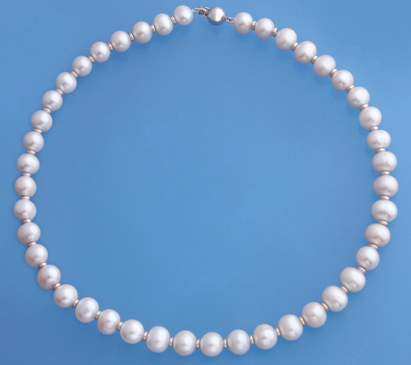 Sterling Silver Necklace with 8.5-9.5mm Potato Shape Freshwater Pearl - Wing Wo Hing Jewelry Group - Pearl Jewelry Manufacturer