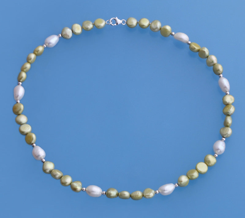 Sterling Silver Necklace with Oval and Side-Drilled Freshwater Pearl - Wing Wo Hing Jewelry Group - Pearl Jewelry Manufacturer