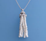 Sterling Silver Pendant with 3.5-4mm Button Shape Freshwater Pearl and Cubic Zirconia - Wing Wo Hing Jewelry Group - Pearl Jewelry Manufacturer