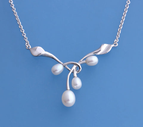 Sterling Silver Pendant with Drop Shape Freshwater Pearl