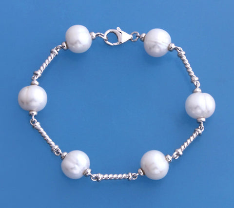 Sterling Silver Bracelet with 10.5-11.5mm Side-Drilled Freshwater Pearl