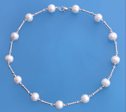 Sterling Silver Necklace with 10.5-11.5mm Potato Shape Freshwater Pearl
