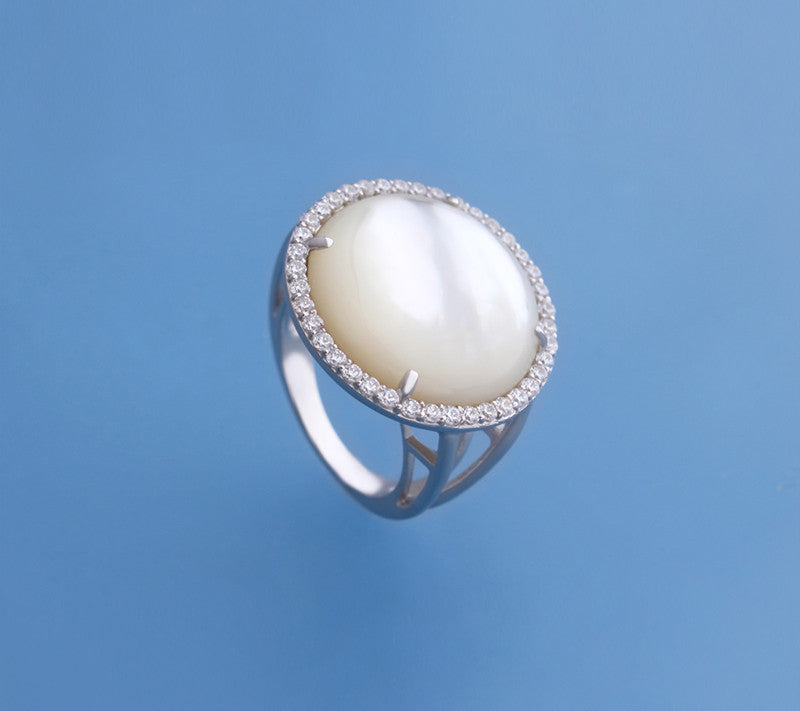 Sterling Silver Ring with Mother of Pearl and Cubic Zirconia - Wing Wo Hing Jewelry Group - Pearl Jewelry Manufacturer