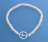 Sterling Silver Bracelet with 5-5.5mm Button Shape Freshwater Pearl and Cubic Zirconia - Wing Wo Hing Jewelry Group - Pearl Jewelry Manufacturer