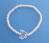 Sterling Silver Bracelet with 5-5.5mm Button Shape Freshwater Pearl - Wing Wo Hing Jewelry Group - Pearl Jewelry Manufacturer