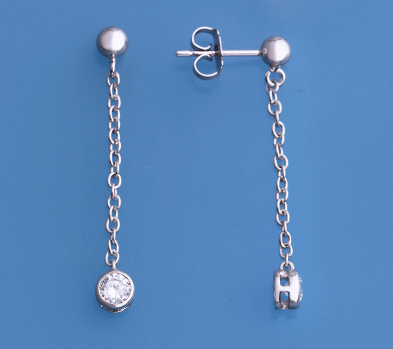 Sterling Silver Earrings with Cubic Zirconia - Wing Wo Hing Jewelry Group - Pearl Jewelry Manufacturer