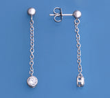 Sterling Silver Earrings with Cubic Zirconia - Wing Wo Hing Jewelry Group - Pearl Jewelry Manufacturer