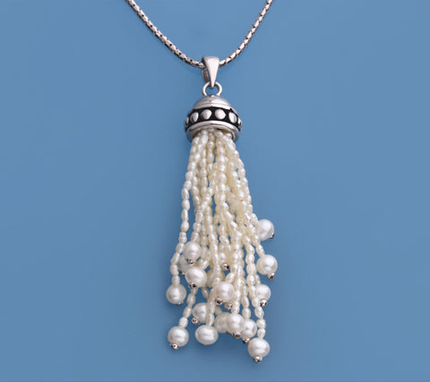 Sterling Silver Pendant with Potato and Oval Shape Freshwater Pearl