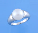 Sterling Silver Ring with 11-11.5mm Button Shape Freshwater Pearl - Wing Wo Hing Jewelry Group - Pearl Jewelry Manufacturer