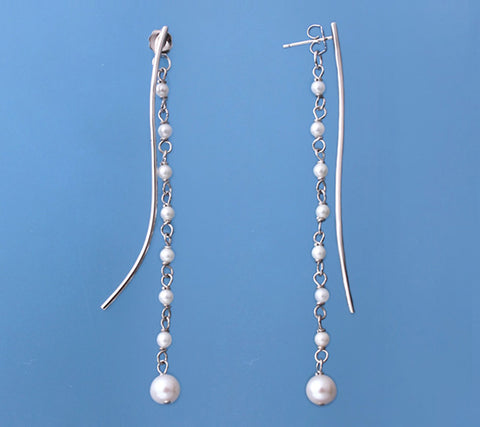 Sterling Silver Earrings with Round Shape Freshwater Pearl