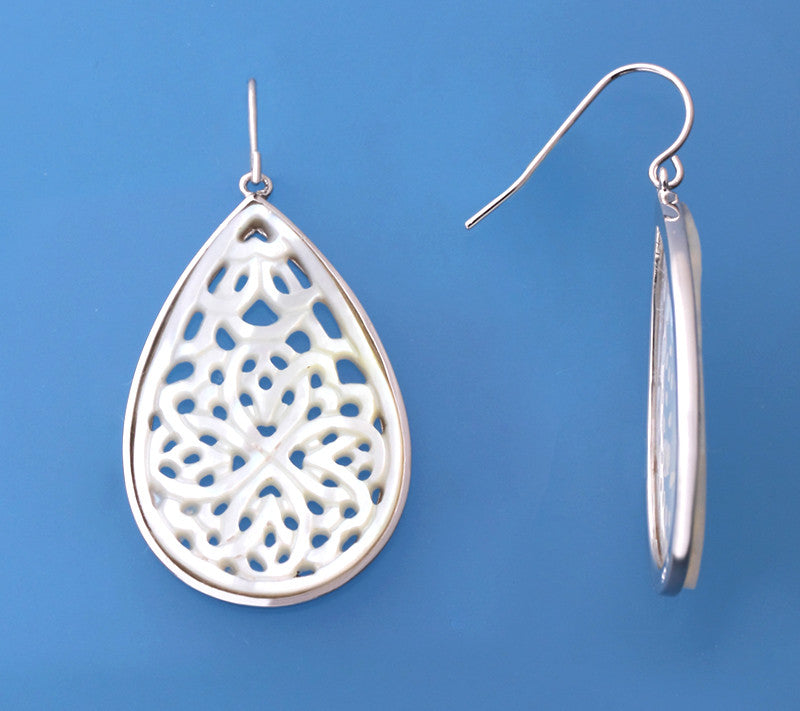 Sterling Silver Earrings with 23*34mm Mother of Pearl - Wing Wo Hing Jewelry Group - Pearl Jewelry Manufacturer