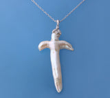 Sterling Silver Pendant with Cross Shape Freshwater Pearl and Cubic Zirconia - Wing Wo Hing Jewelry Group - Pearl Jewelry Manufacturer