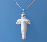 Sterling Silver Pendant with Cross Shape Freshwater Pearl and Cubic Zirconia - Wing Wo Hing Jewelry Group - Pearl Jewelry Manufacturer