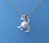 Sterling Silver Pendant with 5.5-6mm Round Shape Freshwater Pearl and Black Spinel - Wing Wo Hing Jewelry Group - Pearl Jewelry Manufacturer