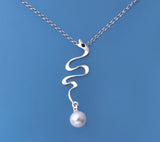 Sterling Silver Pendant with 5.5-6mm Round Shape Freshwater Pearl and Black Spinel - Wing Wo Hing Jewelry Group - Pearl Jewelry Manufacturer