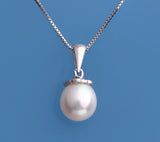 Sterling Silver Pendant with 8.5-9mm Drop Shape Freshwater Pearl - Wing Wo Hing Jewelry Group - Pearl Jewelry Manufacturer