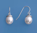 Sterling Silver Earrings with 8.5-9mm Drop Shape Freshwater Pearl - Wing Wo Hing Jewelry Group - Pearl Jewelry Manufacturer