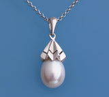 Sterling Silver Pendant with 8.5-9mm Drop Shape Freshwater Pearl - Wing Wo Hing Jewelry Group - Pearl Jewelry Manufacturer