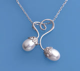 Sterling Silver Pendant with 8.5-9mm Drop Shape Freshwater Pearl - Wing Wo Hing Jewelry Group - Pearl Jewelry Manufacturer