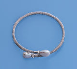 Sterling Silver Bangle with 10-11mm Baroque Shape Freshwater Pearl and Cubic Zirconia - Wing Wo Hing Jewelry Group - Pearl Jewelry Manufacturer