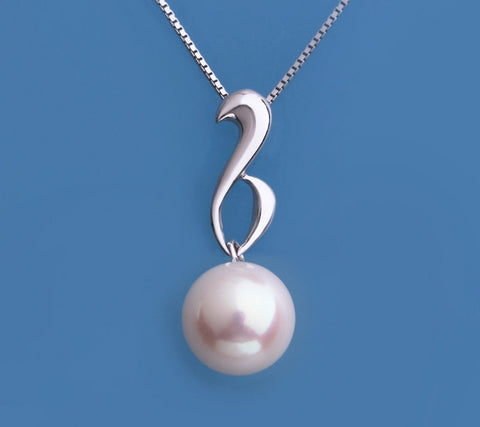 Sterling Silver Pendant with 9.5-10mm Round Shape Freshwater Pearl