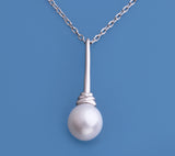 Sterling Silver Pendant with 9.5-10mm Oval Shape Freshwater Pearl - Wing Wo Hing Jewelry Group - Pearl Jewelry Manufacturer