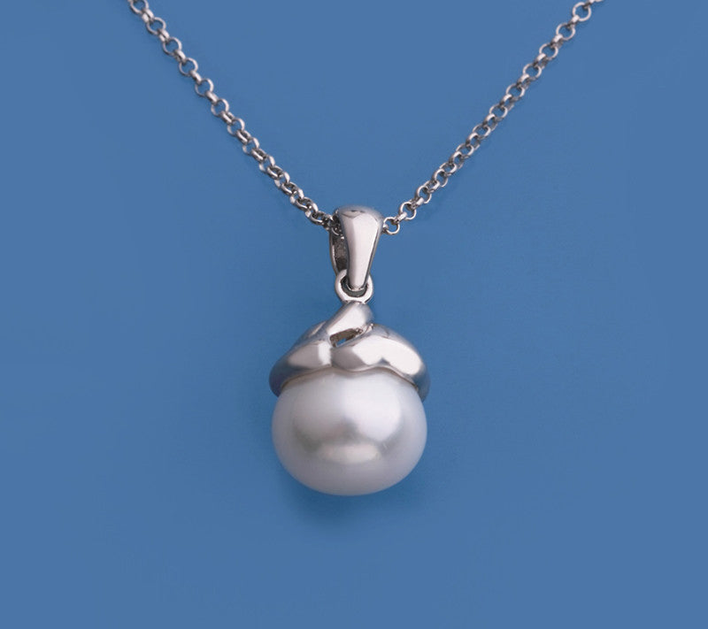 Sterling Silver Pendant with 10-10.5mm Button Shape Freshwater Pearl - Wing Wo Hing Jewelry Group - Pearl Jewelry Manufacturer