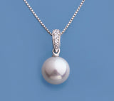 Sterling Silver Pendant with Full Shinny Freshwater Pearl and Cubic Zirconia - Wing Wo Hing Jewelry Group - Pearl Jewelry Manufacturer