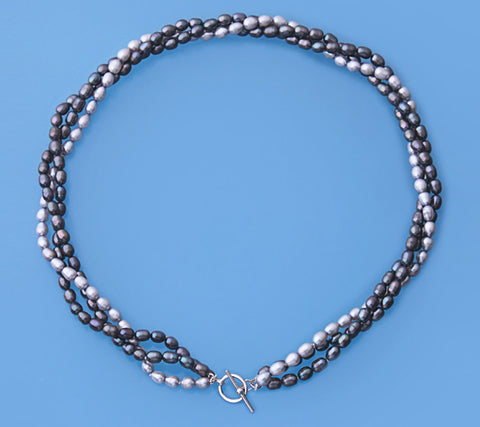 Sterling Silver Necklace with 4-5mm Oval Shape Freshwater Pearl