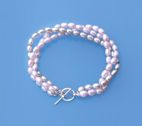 Sterling Silver Bracelet with 4-5mm Oval Shape Freshwater Pearl