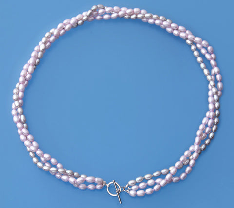 Sterling Silver Necklace with 4-5mm Oval Shape Freshwater Pearl