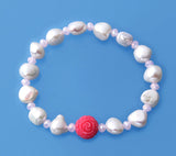 8.5-9mm Baroque Shape Freshwater Pearl Bracelet and Coral Ball - Wing Wo Hing Jewelry Group - Pearl Jewelry Manufacturer - 1