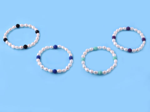 6.5-7mm Oval Shape Freshwater Pearl Bracelet and Coral Ball