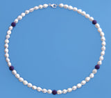 Sterling Silver Necklace with 6.5-7mm Oval Shape Freshwater Pearl and Coral Ball - Wing Wo Hing Jewelry Group - Pearl Jewelry Manufacturer - 4