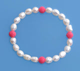 6.5-7mm Oval Shape Freshwater Pearl Bracelet and Coral Ball - Wing Wo Hing Jewelry Group - Pearl Jewelry Manufacturer - 4