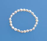 6.5-7mm Oval Shape Freshwater Pearl Bracelet with Coral Ball - Wing Wo Hing Jewelry Group - Pearl Jewelry Manufacturer