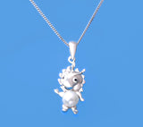 Sterling Silver Pendant with 5.5-6mm Round Shape Freshwater Pearl and Black Spinel - Wing Wo Hing Jewelry Group - Pearl Jewelry Manufacturer