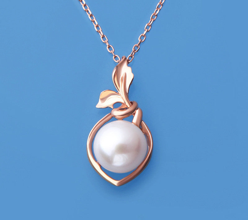 Rose Gold Plated Silver Pendant with 12-12.5mm Button Shape Freshwater Pearl - Wing Wo Hing Jewelry Group - Pearl Jewelry Manufacturer